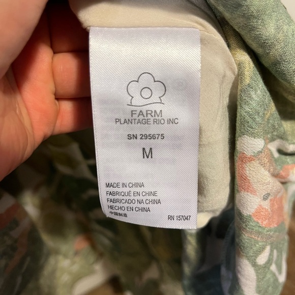 FARM Rio Leaf Print Long Sleeve Dress Medium - Picture 7 of 7